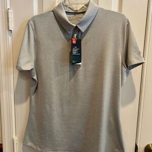 NWT Ladies Under Armour Fitted Grey Polo XL